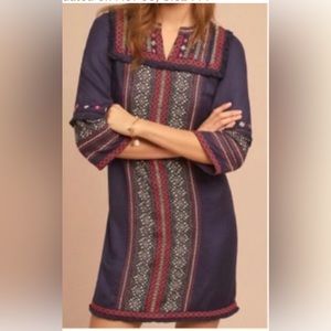 Anthropologie Akemi+Kin boho embroidered tunic dress. Size 6